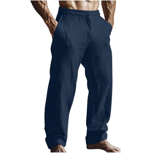 SOOUICKER Leinenhose Herren Lang Weit Baggy Jogginghose Herren Sommer Sommerhose Leicht Strand Freizeithose Leinen Weites Bein Stoffhose Leinen Locker SOOUICKER Leinenhose Herren Lang Weit Baggy Jogginghose Herren Sommer Sommerhose Leicht Strand Freizeithose Leinen Weites Bein Stoffhose Leinen Locker von SOOUICKER