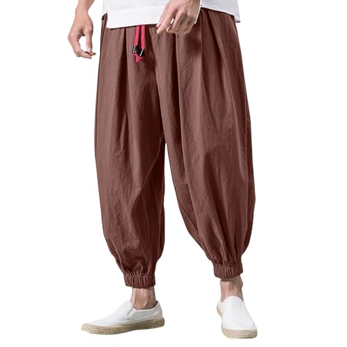 SOOUICKER Leinenhose Herren Sommer Baggy Haremshose Japanisch Jogginghose Leinen mit Bündchen Leichte Sommerhose Herren Jogging Freizeithose Leicht mit Gummizug Locker SOOUICKER Leinenhose Herren Sommer Baggy Haremshose Japanisch Jogginghose Leinen mit Bündchen Leichte Sommerhose Herren Jogging Freizeithose Leicht mit Gummizug Locker von SOOUICKER