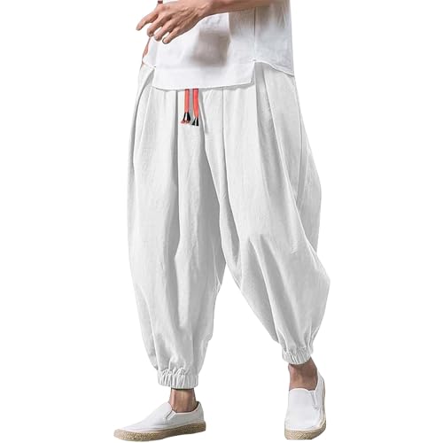 SOOUICKER Leinenhose Herren Sommer Baggy Haremshose Japanisch Jogginghose Leinen mit Bündchen Leichte Sommerhose Herren Jogging Freizeithose Leicht mit Gummizug Locker SOOUICKER Leinenhose Herren Sommer Baggy Haremshose Japanisch Jogginghose Leinen mit Bündchen Leichte Sommerhose Herren Jogging Freizeithose Leicht mit Gummizug Locker von SOOUICKER
