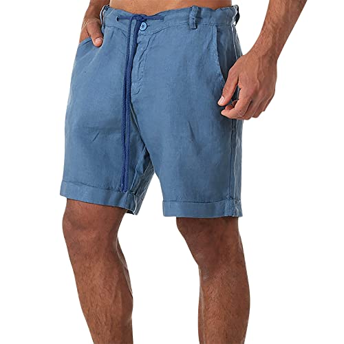 SOOUICKER Leinenhose Herren Sommer Kurz Shorts Herren Leinen Kurze Hosen Herren Sommer Shorts Herren Freizeit Kurze Hosen Herren Elegant Vintage Shorts Herren Gummizug von SOOUICKER