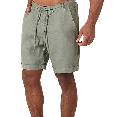 SOOUICKER Leinenhose Herren Sommer Kurz Shorts Herren Leinen Kurze Hosen Herren Sommer Shorts Herren Freizeit Kurze Hosen Herren Elegant Vintage Shorts Herren Gummizug von SOOUICKER