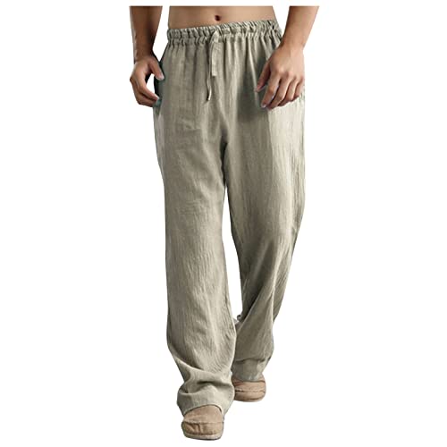 SOOUICKER Leinenhose Herren Weit Sommerhose Herren Leinen Leichte Yogahose Sommerhose Herren Lang Freizeithose Herren Lang Und Leicht Leinenhose Herren Weites Bein Sommer von SOOUICKER