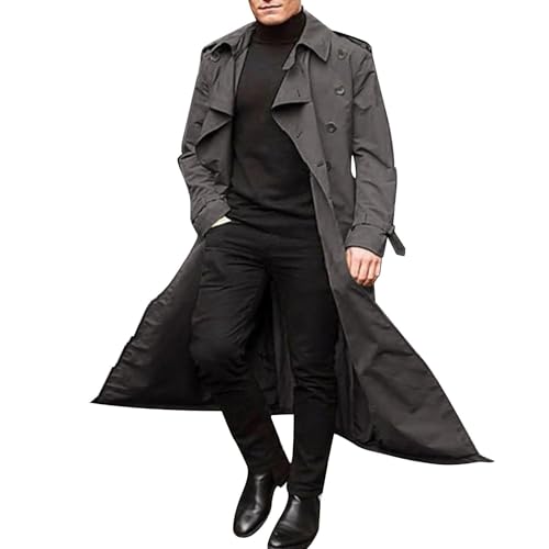 SOOUICKER Mantel Herren Extra Lang Wintermantel Elegant Peacoat Steampunk Mantel Mittelalter Kleidung Herren Mantel Business Casual Wintermantel Ohne Kapuze von SOOUICKER