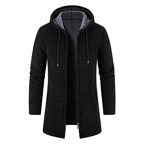 SOOUICKER Mantel Herren Gefüttert Wintermantel Herren Ausgefallen Mantel Herren Mittellang Wintermantel Herren Futter Mantel Herren Mit Kapuze Wintermantel Herren Elegant Slim Fit von SOOUICKER