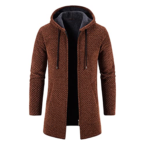 SOOUICKER Mantel Herren Gefüttert Wintermantel Herren Ausgefallen Mantel Herren Mittellang Wintermantel Herren Futter Mantel Herren Mit Kapuze Wintermantel Herren Elegant Slim Fit von SOOUICKER