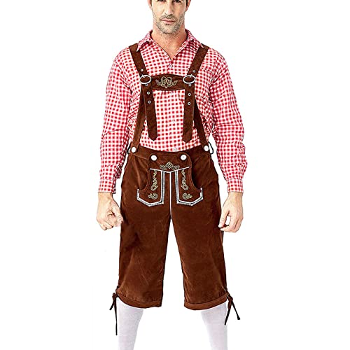 SOOUICKER Oktoberfest Anzug Herren Kariertes Hemd Hose Set Oktoberfest Herren Outfit Jogginganzug Herren Vintage Freizeitanzug Herren Kariert Oktoberfest Kostüm Set von SOOUICKER