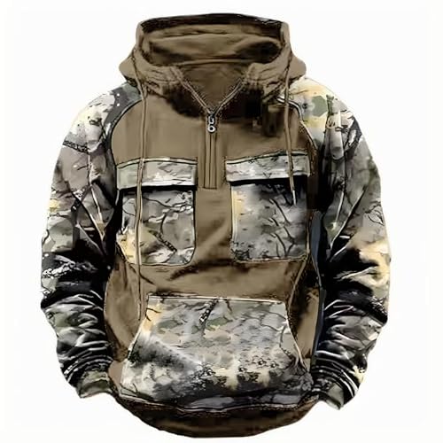 SOOUICKER Oversized Hoodie Herren Camouflage Half Zip Pullover Winter mit Kapuze Kapuzenpullover Tactical Dicker Stoff Winterpullover Warm Arbeit Vintage Pulli Outdoor SOOUICKER Oversized Hoodie Herren Camouflage Half Zip Pullover Winter mit Kapuze Kapuzenpullover Tactical Dicker Stoff Winterpullover Warm Arbeit Vintage Pulli Outdoor von SOOUICKER