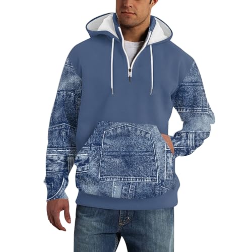SOOUICKER Oversized Hoodie Herren Vintage Kapuzenpullover Herren mit Aufdruck Pullover Herren mit Kapuze Bunt Zip Hoodie Herren Print Winter Sweatshirt Herren Oversize Pullover mit Motiv von SOOUICKER