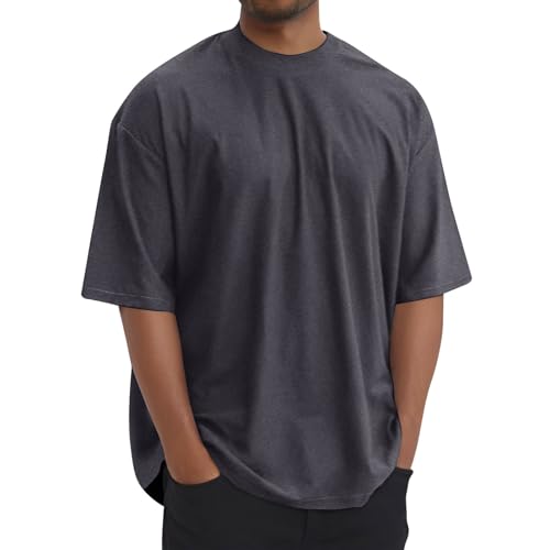 SOOUICKER Oversized Tshirt Herren Gym Einfarbig Funktionsshirt Kurzarm Sport T Shirt Locker Fitness Muskelshirts Sommer Rundhals von SOOUICKER
