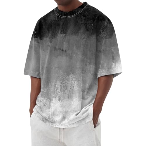 SOOUICKER Oversized Tshirt Herren Vintage Farbverlauf T-Shirts für Herren Bunt T Shirt Herren Hip Hop T Shirts Männer Große Größen mit Aufdruck Tshirt Herren Print Rundhals von SOOUICKER
