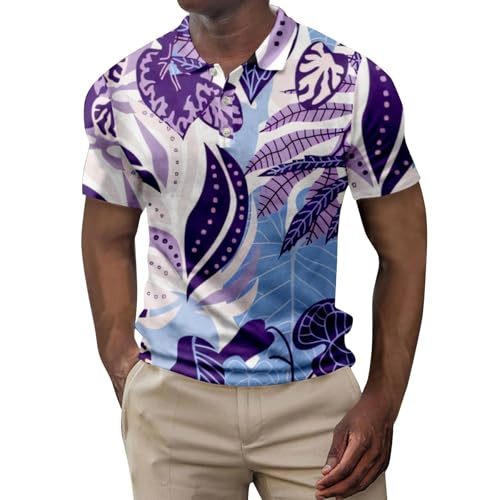 SOOUICKER Poloshirt Herren Kurzarm Muster Hawaii Sport Tshirts Herren mit Kragen Vintage Polohemd Bunt Regular Fit T Shirt Blumen Knopfleiste Funktionsshirt mit Motiv von SOOUICKER