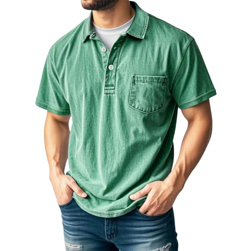 SOOUICKER Poloshirt Herren Kurzarm Vintage Polohemd Elegant Regular Fit Tshirt Herren mit Kragen Golf T Shirt mit Brusttasche Kurzarmhemd Sommer SOOUICKER Poloshirt Herren Kurzarm Vintage Polohemd Elegant Regular Fit Tshirt Herren mit Kragen Golf T Shirt mit Brusttasche Kurzarmhemd Sommer von SOOUICKER