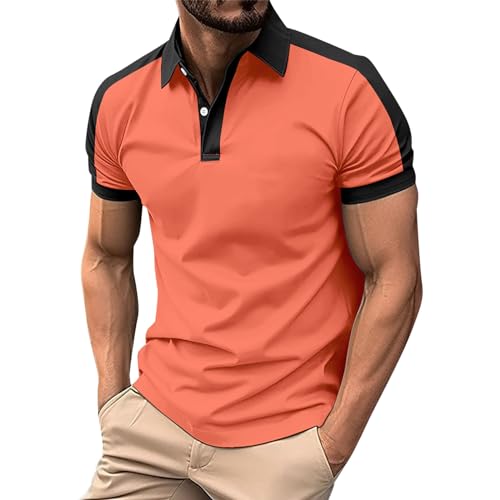 SOOUICKER Poloshirt Herren Slim Fit Zweifarbig Poloshirt Herren Elegant Arbeit Poloshirts für Herren Kurzarm Atmungsaktiv Funktionsshirt Herren mit Kragen Fitness Shirt Herren Gym von SOOUICKER