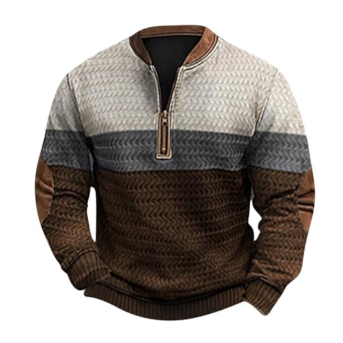 SOOUICKER Pullover Herren Ohne Kapuze mit Motiv Sweatshirt Herren Vintage Half Zip Pulli Bunt mit Reißverschluss Arbeitspullover Oversize V Ausschnitt von SOOUICKER