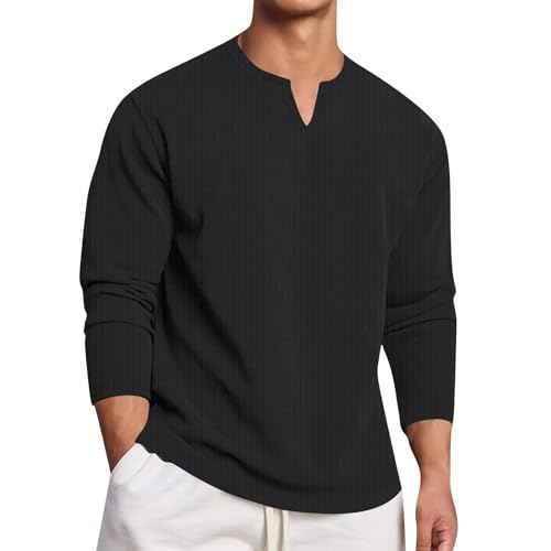 SOOUICKER Pullover Herren V Ausschnitt Slim Fit Strickpullover Herren Gestreift Sweatshirt Herren Strick Vintage Strickpullover Herren Ohne Kapuze Pullover Herren Elegant Einfarbig von SOOUICKER