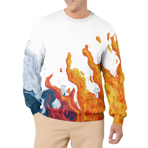 SOOUICKER Pullover Herren Winter 3D Sweatshirt Ohne Kapuze mit Aufdruck Vintage Pulli Oversize Winterpullover Warm Bunt Langarmshirt mit Motiv Rundhals von SOOUICKER