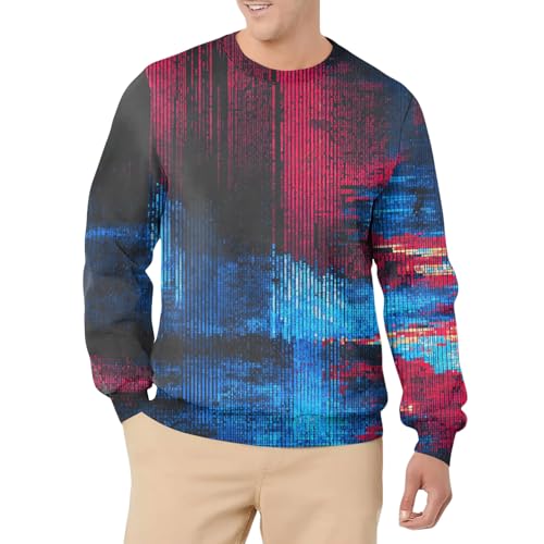 SOOUICKER Pullover Herren Winter Vintage Sweatshirt Ohne Kapuze mit Aufdruck Pulli Oversize Rundhals Winterpullover Warm Muster Langarmshirt Bunt Outdoor von SOOUICKER