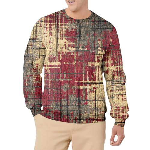 SOOUICKER Pullover Herren Winter Vintage Sweatshirt Ohne Kapuze mit Aufdruck Pulli Oversize Rundhals Winterpullover Warm Muster Langarmshirt Bunt Outdoor von SOOUICKER