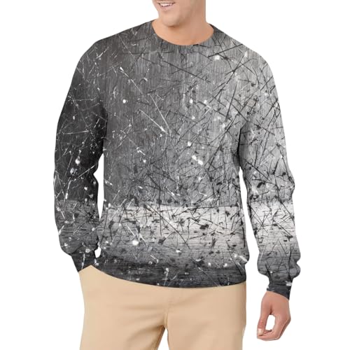 SOOUICKER Pullover Herren Winter Vintage Sweatshirt Ohne Kapuze mit Aufdruck Pulli Oversize Rundhals Winterpullover Warm Muster Langarmshirt Bunt Outdoor von SOOUICKER