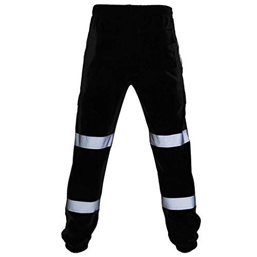 SOOUICKER Reflektierende Jogginghose Herren mit Seitentaschen Cargo Jogginghose Herren Baggy Warnschutzhose Herren Orange Jogginhose Herren Breit Trainingshose Herren Neon von SOOUICKER