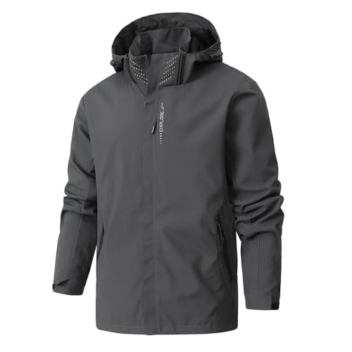 SOOUICKER Regenjacke Herren Wasserdicht Softshelljacke für Herren Outdoor Übergangsjacke Softshell Laufjacke Winter mit Kapuze Windbreaker Herren Laufen Outdoor Jacken Wandern Atmungsaktiv von SOOUICKER