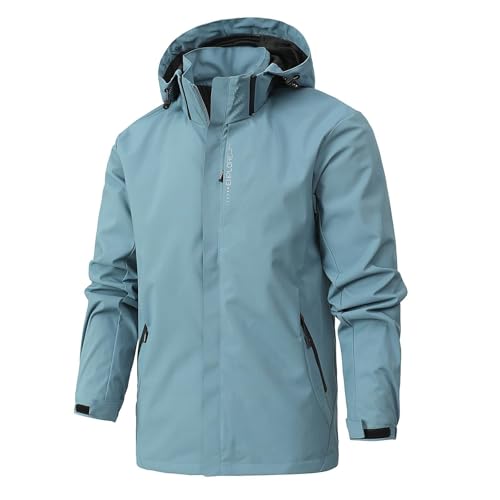 SOOUICKER Regenjacke Herren Wasserdicht Softshelljacke für Herren Outdoor Übergangsjacke Softshell Laufjacke Winter mit Kapuze Windbreaker Herren Laufen Outdoor Jacken Wandern Atmungsaktiv von SOOUICKER
