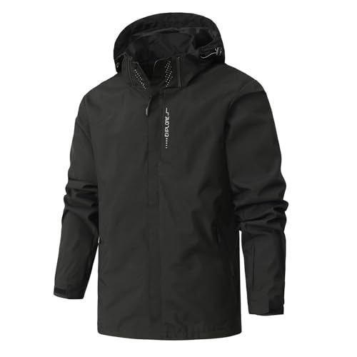 SOOUICKER Regenjacke Herren Wasserdicht Softshelljacke für Herren Outdoor Übergangsjacke Softshell Laufjacke Winter mit Kapuze Windbreaker Herren Laufen Outdoor Jacken Wandern Atmungsaktiv von SOOUICKER