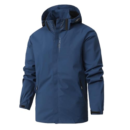 SOOUICKER Regenjacke Herren Wasserdicht Softshelljacke für Herren Outdoor Übergangsjacke Softshell Laufjacke Winter mit Kapuze Windbreaker Herren Laufen Outdoor Jacken Wandern Atmungsaktiv von SOOUICKER