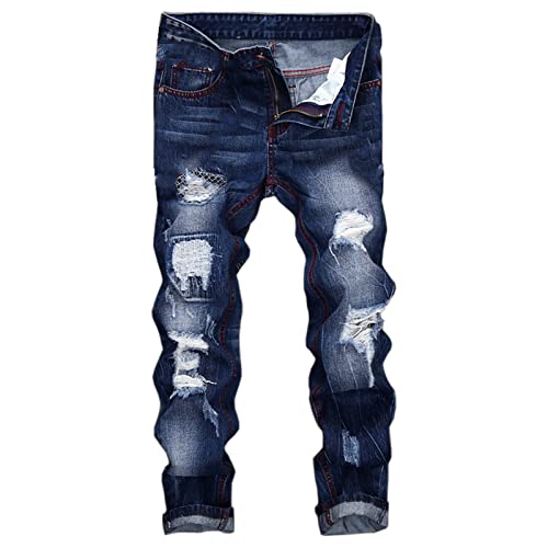 SOOUICKER Ripped Jeans Herren Straight Jeans Herren Used Look Destroyed Jeans Herren Vintage Freizeithose Herren Modern Jeans Herren Mit Löcher Jeans Herren Slim Fit Destroyed von SOOUICKER