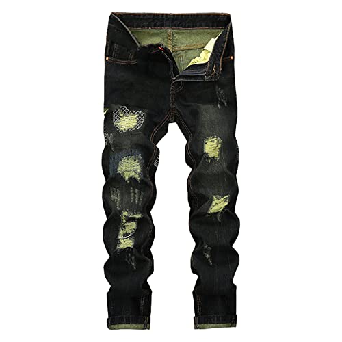 SOOUICKER Ripped Jeans Herren Straight Jeans Herren Used Look Destroyed Jeans Herren Vintage Freizeithose Herren Modern Jeans Herren Mit Löcher Jeans Herren Slim Fit Destroyed von SOOUICKER