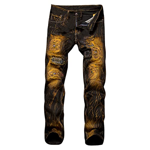 SOOUICKER Ripped Jeans Herren Straight Jeans Herren Used Look Jeans Herren Vintage Jeans Herren Slim Fit Destroyed Jeans Herren Farbig Skinny Jeans Herren Schwarz Jeans Herren Mit Löcher von SOOUICKER