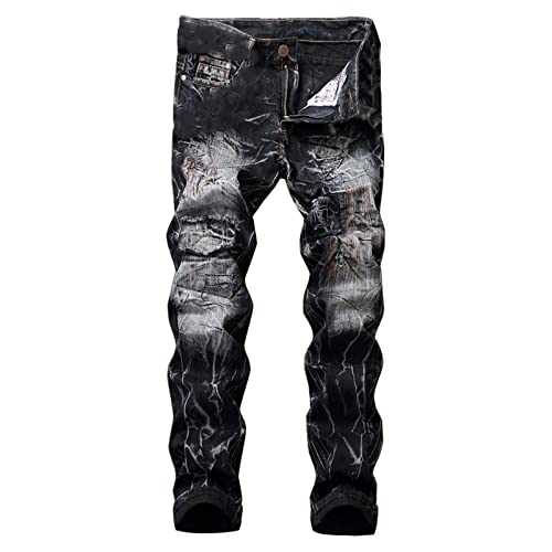 SOOUICKER Ripped Jeans Herren Straight Jeans Herren Used Look Jeans Herren Vintage Jeans Herren Slim Fit Destroyed Jeans Herren Farbig Skinny Jeans Herren Schwarz Jeans Herren Mit Löcher von SOOUICKER