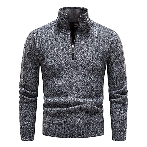 SOOUICKER Rollkragenpullover Herren Slim Fit Stehkragen Pullover Herren Warm Strickpullover Herren mit Reißverschluss Pullover Herren Winter Business Pullover Herren Elegant Rollkragen von SOOUICKER