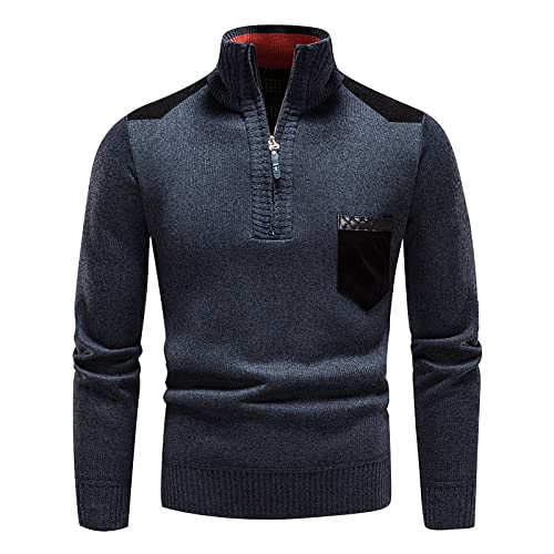 SOOUICKER Rollkragenpullover Herren Slim Fit Stehkragen Pullover Herren Warm Strickpullover Herren mit Reißverschluss Pullover Herren Winter Business Pullover Herren Elegant Rollkragen von SOOUICKER