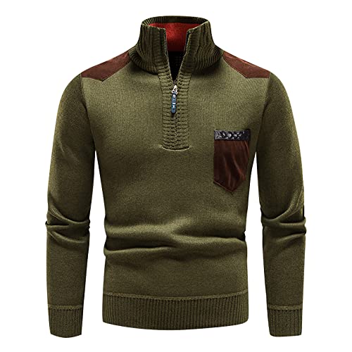 SOOUICKER Rollkragenpullover Herren Slim Fit Stehkragen Pullover Herren Warm Strickpullover Herren mit Reißverschluss Pullover Herren Winter Business Pullover Herren Elegant Rollkragen von SOOUICKER