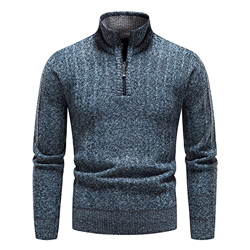 SOOUICKER Rollkragenpullover Herren Slim Fit Stehkragen Pullover Herren Warm Strickpullover Herren mit Reißverschluss Pullover Herren Winter Business Pullover Herren Elegant Rollkragen von SOOUICKER