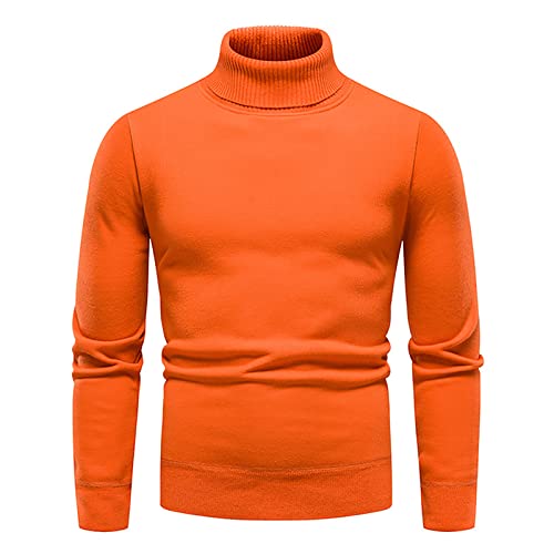 SOOUICKER Rollkragenpullover Herren Strick Rollkragenpullover Herren Slim Fit Strickpullover Herren Rollkragen Pullover Herren Einfarbig Strickpullover Herren Ohne Kapuze Orange Navyblau von SOOUICKER