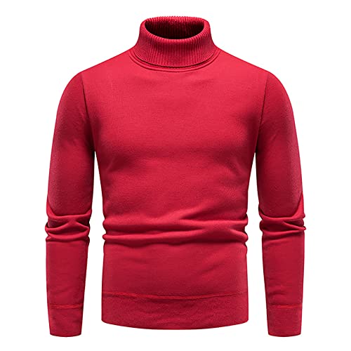 SOOUICKER Rollkragenpullover Herren Strick Rollkragenpullover Herren Slim Fit Strickpullover Herren Rollkragen Pullover Herren Einfarbig Strickpullover Herren Ohne Kapuze Orange Navyblau von SOOUICKER