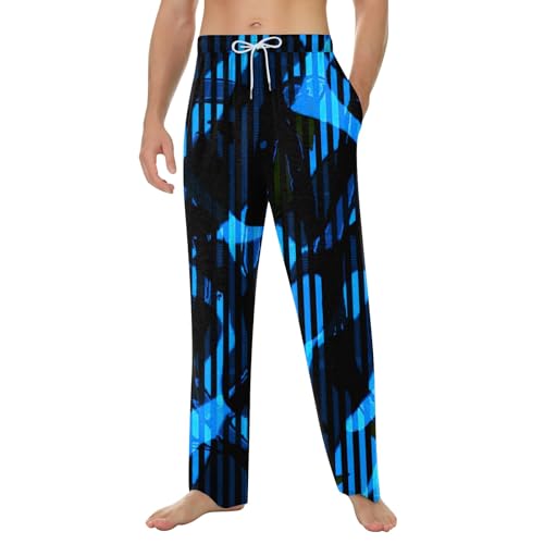 SOOUICKER Schlafanzughose Herren Lang Bunt Jogginghose Herren mit Aufdruck Weites Bein Pyjama Hosen Herren Baggy Freizeithose Herren Sommer Zuhause Pyjamahose Herren Muster Weit von SOOUICKER