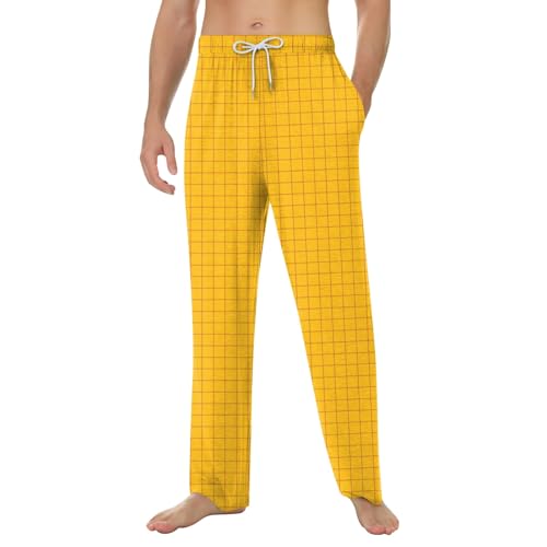SOOUICKER Schlafanzughose Herren Lang Weich Jogginghose Herren Zuhause Weites Bein Pyjamahose Herren Kariert Weit Freizeithose Herren Sommer mit Gummizug Pyjama Hosen Herren Baggy von SOOUICKER