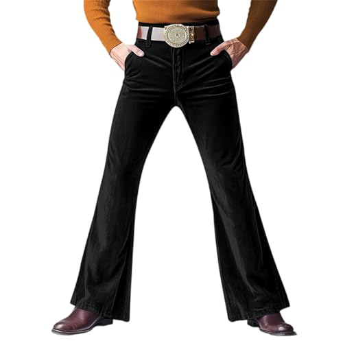SOOUICKER Schlaghose Herren Cord 70er Jahre Cordhose Herren Schlag Baggy Elegant Karneval Disco Outfits Chino Hose Vintage Ausgestellte Hose von SOOUICKER