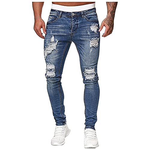 SOOUICKER Skinny Jeans Herren Stretch Ripped Jeans Herren Slim Fit Schwarze Jeans Herren Destroyed Look Jeans Herren mit Löcher Used Look Jeans Herren Elegant Vintage Niedriger Bund von SOOUICKER