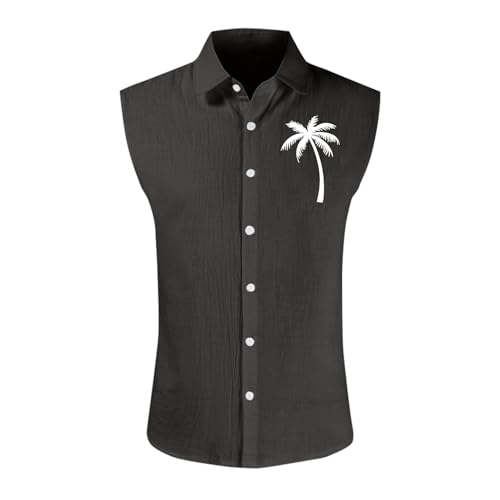 SOOUICKER Sommer Hemd Herren Ärmellos Tank Top Hemd Herren Ohne Ärmel Muster Freizeithemden für Herren Sommer Übergröße Sommerhemd Herren Hawaii Große Größen Hemd Herren Freizeit Urlaub von SOOUICKER
