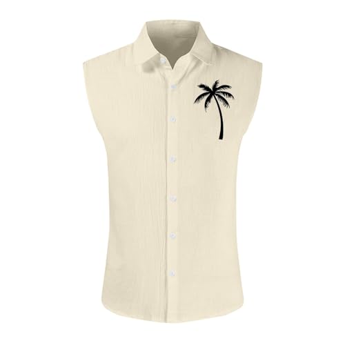 SOOUICKER Sommer Hemd Herren Ärmellos Tank Top Hemd Herren Ohne Ärmel Muster Freizeithemden für Herren Sommer Übergröße Sommerhemd Herren Hawaii Große Größen Hemd Herren Freizeit Urlaub von SOOUICKER
