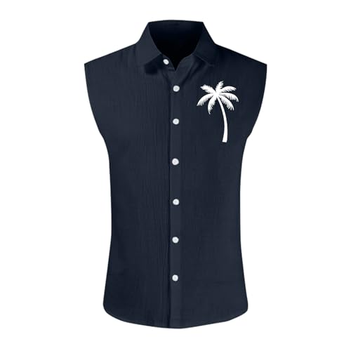 SOOUICKER Sommer Hemd Herren Ärmellos Tank Top Hemd Herren Ohne Ärmel Muster Freizeithemden für Herren Sommer Übergröße Sommerhemd Herren Hawaii Große Größen Hemd Herren Freizeit Urlaub von SOOUICKER
