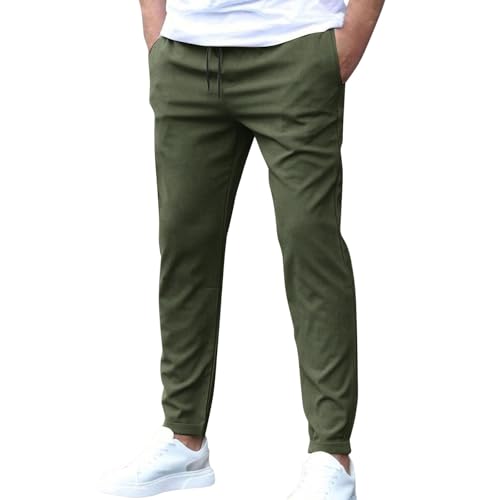 SOOUICKER Sommerhose Herren Leicht Stretch Chino Hose Slim Fit mit Gummibund Stoffhose Sommer Elegant Freizeithose Chino Modern Anzughose Casual mit Gummizug von SOOUICKER