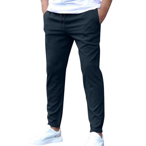 SOOUICKER Sommerhose Herren Leicht Stretch Chino Hose Slim Fit mit Gummibund Stoffhose Sommer Elegant Freizeithose Chino Modern Anzughose Casual mit Gummizug von SOOUICKER