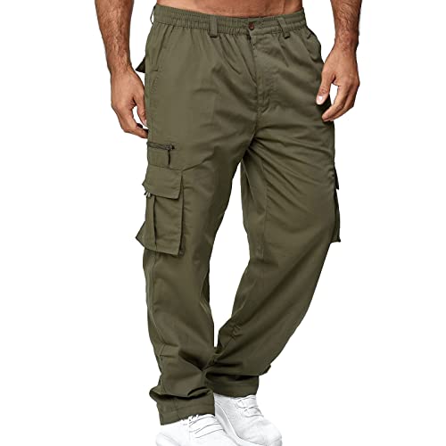 SOOUICKER Sport Hose Herren Viele Taschen Outdoor Wandern Chino Hose Herren Regular Fit Cargohose Herren mit Seitentaschen Freizeithose Herren Weites Bein Modern Baggy von SOOUICKER