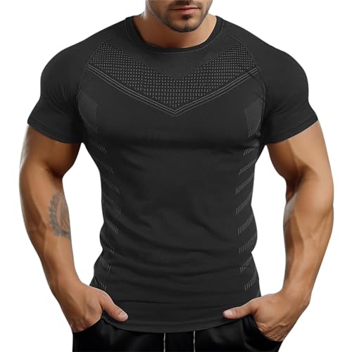 SOOUICKER Sport Tshirts Herren Eng Fitness Shirt Herren Gym Tshirt Herren Slim Fit Funktionsshirt Herren Kurzarm T Shirt Herren Bodybuilding T Shirts Männer Fitness Rundhals von SOOUICKER