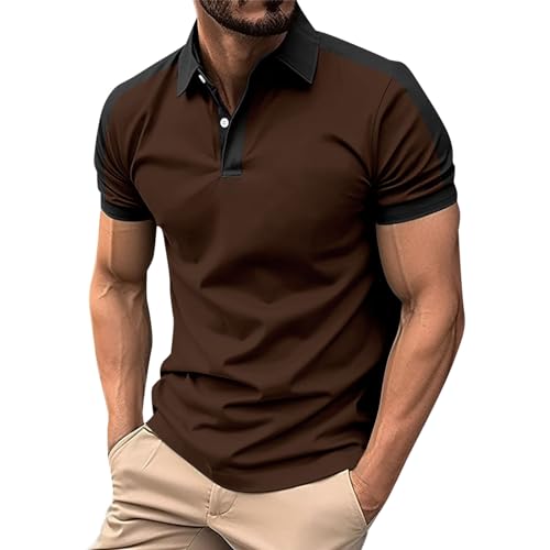 SOOUICKER Sport Tshirts Herren Fitness Poloshirt Herren Slim Fit Zweifarbig Poloshirt Herren Elegant Arbeit Poloshirts für Herren Kurzarm Atmungsaktiv Funktionsshirt Herren mit Kragen von SOOUICKER